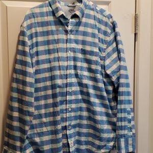 Izod blue and white checkered button-down shirt
